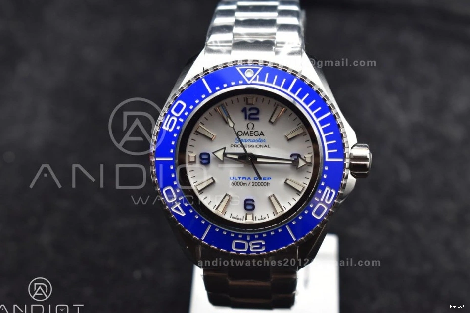Ultra Ceramic Seamaster A2824 Dial 1:1 Edition TF White Best 6000M on SS Bracelet Bezel Deep SS Blue 1218